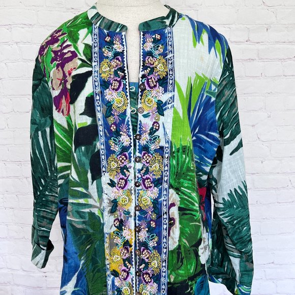 Soft Surroundings - Tunic Floral with Beading - PXL Petite XL - Picture 1 of 14